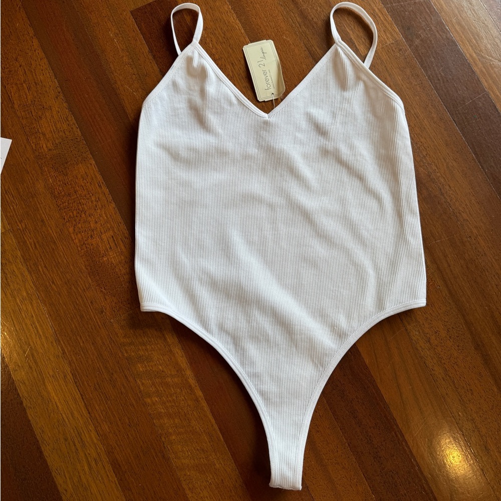 Forever 21 Lingerie White Ribbed Bodysuit